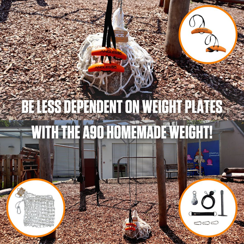Diy fitness innovation: embrace outdoor workouts with the A90 Cable Pulley – no traditional weight plates required, now featuring a pulley system for versatile training.